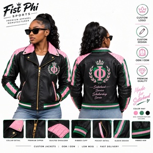 Veste universitaire en toile pour la sororité Kapa, OEM ODM, avec fermeture boutonnée recouverte, coupe-vent, personnalisable, col montant - Product Image 1
