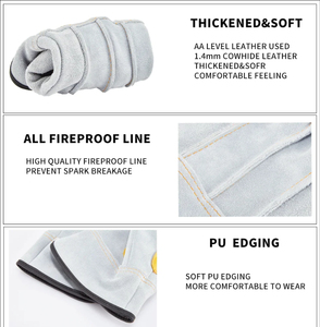 Guantes de Seguridad de Piel de Cabra, Verde Blanco, Resistentes a la Abrasión, Antideslizantes, Resistentes al Calor, 10 mm de Grosor, Puño de Seguridad de 12 Pulgadas - Product Image 6