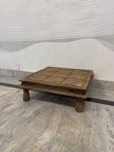 Table de lit traditionnelle indienne en bois artisanal du Rajasthan, chaise décorative pour enfants à usage domestique - Product Image 3