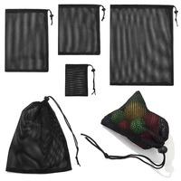 Bolsas de Almacenamiento Impermeables de Malla Oxford con Cordón, Organizadores de Viaje Portátiles, Bolsas de Red Negras para Ropa y Accesorios