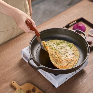 WANGYUANJI Wok in Ghisa da 11 Pollici con Doppio Manico, Padella Non Rivestita per Gas e Induzione, Padella Cinese Rinforzata per Pancake - Product Image 3