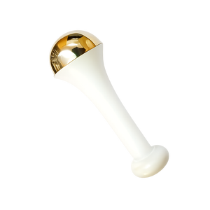 Traditional white Wooden Facial Massage <b>Roller</b> Brass Ends Polished Crafted for Lymphatic Drainage and Contouring - Product Image 2
