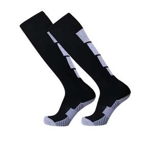 Men's Knee High <b>Sports</b> <b>Socks</b> <b>Black</b> With Gray Stripes Breathable Knitted Polyester Spandex Summer Athletic <b>Socks</b> - Product Image 1