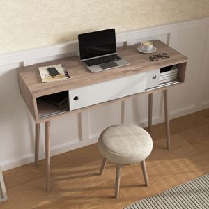 Console a 2 porte bianco con gambe in legno spazio di archiviazione per ingresso di colore naturale per divano divano corridoio o soggiorno - Product Image 5