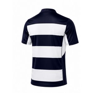 Maillot de rugby sublimé bleu marine et blanc à manches courtes, uniforme d'équipe rayé, chemise de sport, tenue d'entraînement athlétique - Product Image 2
