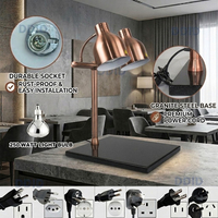 Matériel de cuisine commercial pour hôtel et restaurant, base en marbre noir, finition dorée en acier inoxydable, lampe chauffante pour aliments, chauffe-plats pour buffet