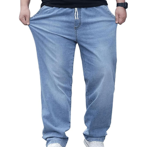 Jeans Holgados de Talla Grande para Hombre – Pantalones Vaqueros Elásticos con Cordón Ajustable, Corte Recto y Holgado - Product Image 1
