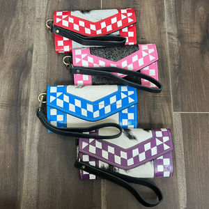 Cartera de Mujer de Cuero Estampado a Cuadros, Hecha a Mano, de Alta Calidad con Estándar RFID, Proveedor Líder en 2025, Bolso de Mano Largo para Viaje - Product Image 6