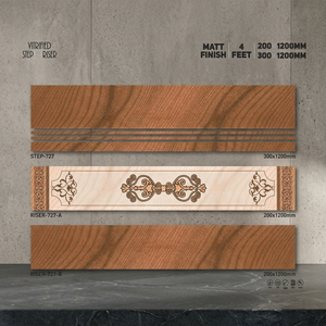 Finition mate aspect marbre imprimé Étape: 1200x300mm & Riser: 1200x200mm-Nouveau design brun, 11mm d'épaisseur Carreaux de porcelaine GVT - Product Image 3