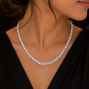 Collier tennis élégant en moissanite, taille brillant rond, serti à griffes, classique, pour femme, idéal pour mariage - Product Image 4