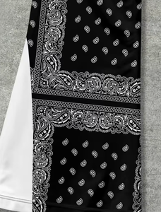 Men s Black <b>White</b> Bandana Print Sweatpants Elastic Waist Drawstring Casual <b>Jogger</b> Pants Summer Style Breathable Knitted Fabric - Product Image 5