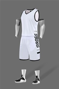 Ensemble de maillots de basket-ball unisexes personnalisables, sublimés, col en V, sans manches, 100% polyester, évacuation de l'humidité, élastique à l'avant - Product Image 6