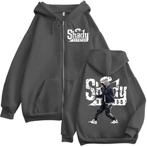 Sweat-shirt à capuche zippé unisexe coupe classique en molleton 100 % coton avec imprimé graphique hip-hop personnalisé pour l'hiver - Product Image 5