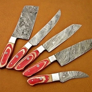 Custom Hand Forged Japanese Style Damascus Steel Chef <b>Knife</b> <b>Set</b> Pakka Wood Eco-Friendly <b>Sharp</b> Blade Daily Kitchen Use Fruit - Product Image 3