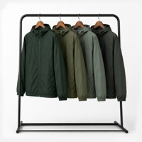 Veste d'hiver formelle à capuche de haute qualité pour hommes, coupe-vent imperméable personnalisé avec fermeture éclair et logo frontal