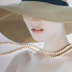 Collier de perles d'eau douce de haute qualité 3-5 mm, forme de riz, avec fermoir OT, chaîne de pull à forte luminosité - Product Image 3