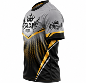 เสื้อเจอร์ซีย์แขนสั้นคอกลมทรงปกติสำหรับผู้ชาย ผ้าโพลีเอสเตอร์ 100% ลายทาง ระบายอากาศได้ดี ทอแบบสปอร์ต พิมพ์ลายดิจิตอลโลโก้ด้านหน้า - Product Image 3