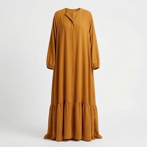 Colección Musulmana: Ropa Tradicional de Primera Calidad, Abaya de Manga Larga, Holgada, con Volantes, Estilo Modesto - Product Image 1