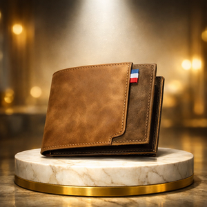 WRIZA Mens Genuine Leather Brown Bifold <b>Wallet</b> Durable Slim Design with Stitch Detailing and Fabric Tag for Professional Use - Product Image 3