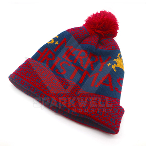 SPARKWELL INDUSTRY Bonnet tricoté unisexe Joyeux Noël Noir Blanc Rouge Hiver Chaud Décontracté Adulte 100% Polyester - Product Image 6