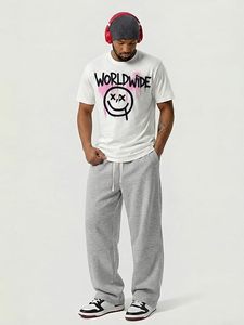 กางเกงขายาวทรงหลวมสไตล์ลำลองสตรีทแวร์สุดหรู ทรงพอดีตัวแบบจีบ  ยูนิเซ็กส์  โอเวอร์ไซส์ แฟชั่น - Product Image 1