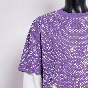 Camiseta Personalizada para Hombre, Doble Capa con Pedrería, 100% Algodón, Hombros Caídos, Manga Larga, Estilo Urbano, OEM ODM - Product Image 4