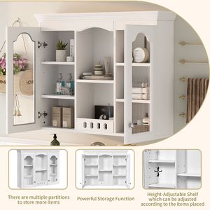 Armadietto da Bagno a Parete con 2 Ante in Vetro, Ampio Spazio di Stoccaggio, Salvaspazio per il Bagno - Product Image 6