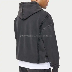 Sudaderas con Capucha Personalizadas con Cierre, 450 Gsm, Hombros Caídos, Estilo Holgado, Vintage, Desgastado, Lavado Ácido, para Hombre - Product Image 3