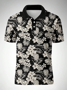 Polo de Manga Corta con Estampado Floral para Hombre, Estilo Casual y de Negocios, Polo Moderno con Estampado para Hombre, Polo de Manga Corta Corpora - Product Image 1