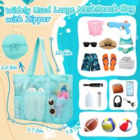 Sac de plage en filet personnalisé, grand et léger avec poches pour la piscine, les voyages, le shopping et les vacances en famille