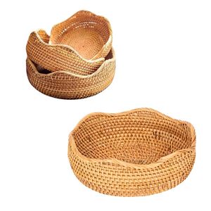 Premium Eco-friendly Handmade <b>Wicker</b> BREAD RATTAN <b>BASKET</b> / TRAY with Scallop Edge Handwoven Home <b>Storage</b> <b>Basket</b> - Product Image 1