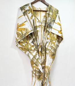 Vestido Kaftán sin Mangas de Algodón con Estampado Tropical, Informal, de Verano, para Mujer, Ropa de Playa, Ropa de Estar por Casa, Naaz Textile - Product Image 4