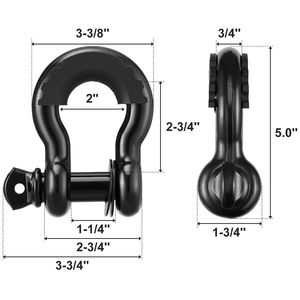 Kit de recuperación todoterreno de alta resistencia con cabrestante de 3 x 30 pulgadas, correas de remolque de 30000 lb y grilletes de anillo en D de 44092 lb, correas de amarre con trinquete - Product Image 5