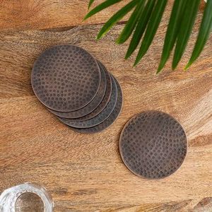 Ornamental Metal Cup Coaster <b>Set</b> Designed For <b>Tea</b> Coffee Cocktails And Elegant Furniture Protection With Premium - Product Image 1