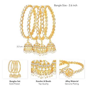 Gold Plated Alloy Bangle <b>Bracelets</b> <b>Crystal</b> Rhinestones Channel Set Imitation Pearls Bell Shape Certified Wedding Jewelry for - Product Image 6