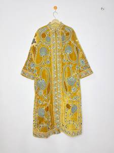 Vintage Suzani Hand Embroidery Quilted Floral <b>Velvet</b> Breathable Eco-Friendly Cotton Lining Winter Long <b>Coat</b> <b>Women</b> Ethnic Boho - Product Image 1