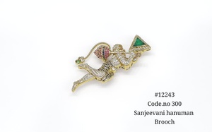 Broche Sanjeevani Hanuman 12243, Chapado en Oro, con Circonita Cúbica y Perla, para Regalo de Boda o Fiesta, para Hombre - Product Image 2