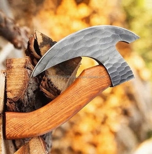 Cuchillo de Damasco Tradicional de Espiga Completa Multiusos, Cuchillo para Cortar Pizza, Hacha para Picar Carne, Cuchillo Utilitario, Cuchillo para Cortar Pizza, Hacha con Funda de Cuero - Product Image 3