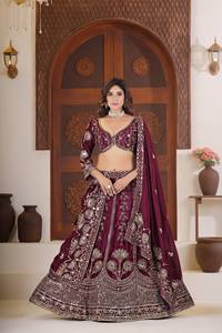 Nouvel ensemble Lehenga Choli de style moderne avec broderie Zari, sequins et motifs papillon, et dupatta fantaisie, séchage rapide, toutes saisons, pour mariage - Product Image 2