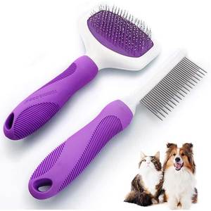 Juego de cepillos para el cuidado de mascotas, peine de doble cara morado para perros y gatos, herramienta para el cuidado del cabello - Product Image 1