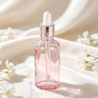 Bouteille en verre dégradé rose givré, compte-gouttes rose, personnalisable, en stock, bouteilles d'huile essentielle, bouteille de sérum, bouteille cosmétique