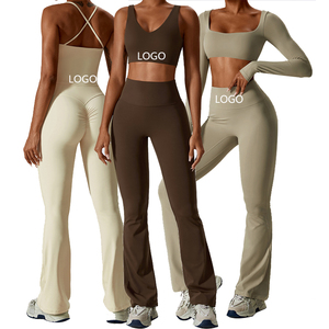Conjuntos Deportivos de Yoga para Mujer, Personalizados con Logotipo, Transpirables, Ecológicos, de Spandex/Nailon, para Gimnasio, Fitness, Ejercicio, 2 Piezas - Product Image 4