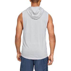 2026 OEM Men's <b>White</b> Sleeveless Hooded Knitted Solid Color Quick Dry Regular Fit Casual Summer Wear <b>Hoodie</b> For Online Sale - Product Image 3