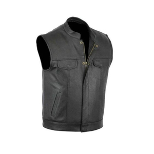 Gilet de motard vintage en cuir véritable robuste pour homme, respirant, coupe-vent, imperméable, offrant une construction solide - Product Image 1