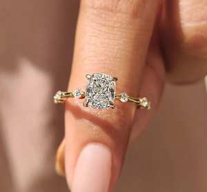 Anillo de Compromiso con Diamante Cultivado en Laboratorio de 1 Quilate, Corte Cojín, Oro Sólido de 10k/14k/18k, Anillo de Boda para Mujer, Sin Níquel, Sin Plomo - Product Image 6