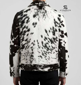Chaqueta de Cuero con Pelo de Vaca para Hombre, Hecha a Medida, con Paneles Texturizados y Confección Moderna, Proveedor OEM 2026 - Product Image 2