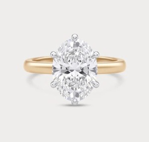 Anillo de Compromiso Solitario con Diamante Ovalado de 2.03 CT Cultivado en Laboratorio, en Oro Amarillo de 14K, con Engaste de Garras, para Mujer - Product Image 1
