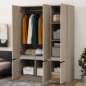 Archiviazione per armadio in legno a 6 porte ispirata alla natura per camera da letto - Product Image 3