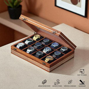 Caja de Madera para Relojes con Elegante Almacenamiento de Madera para Relojes, con Reloj de Madera de Lujo - Product Image 3