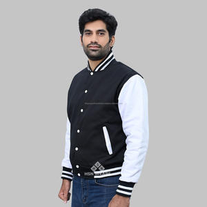 Veste universitaire en molleton de coton pour hommes, livraison rapide, col montant, veste enduite Letterman - Product Image 4